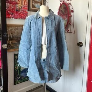 passports vintage 100% leather blue coat jacket